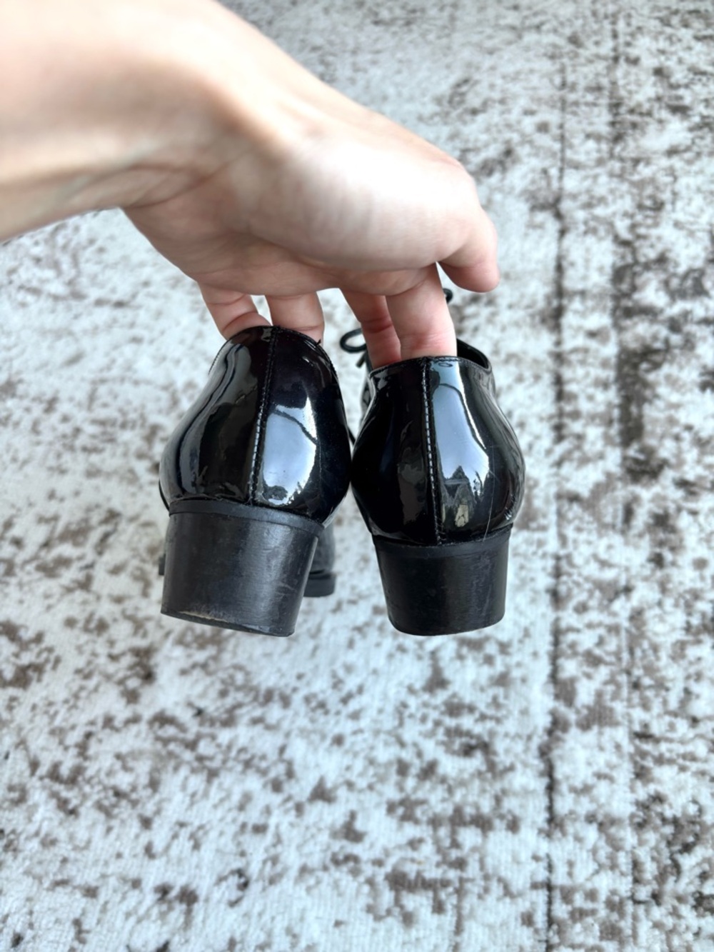 Baldinini Italy Made Pointed Black Patent Leather Oxford Lace-Up Shoes (Size 6) - Picture 9 of 10